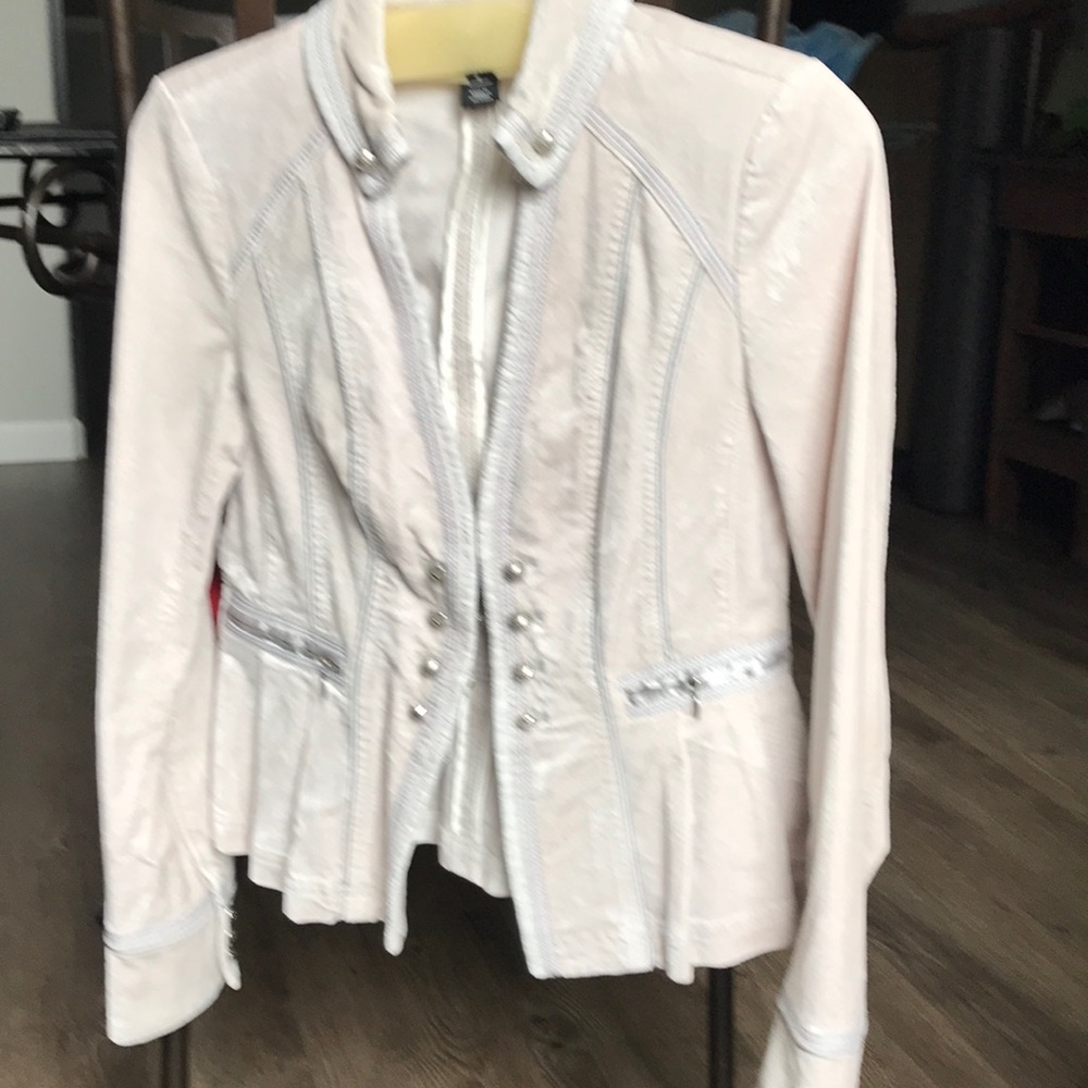White House Black Market silver Velvet Jacket 4
